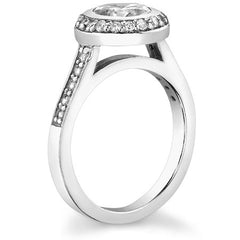 Round Bezel Halo Moissanite Engagement Ring
