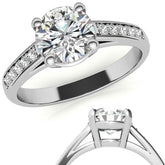 Round Cathedral Style Moissanite Engagement Ring