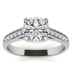 Round Cathedral Style Moissanite Engagement Ring