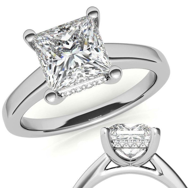 Princess Encircled Moissanite Engagement Ring
