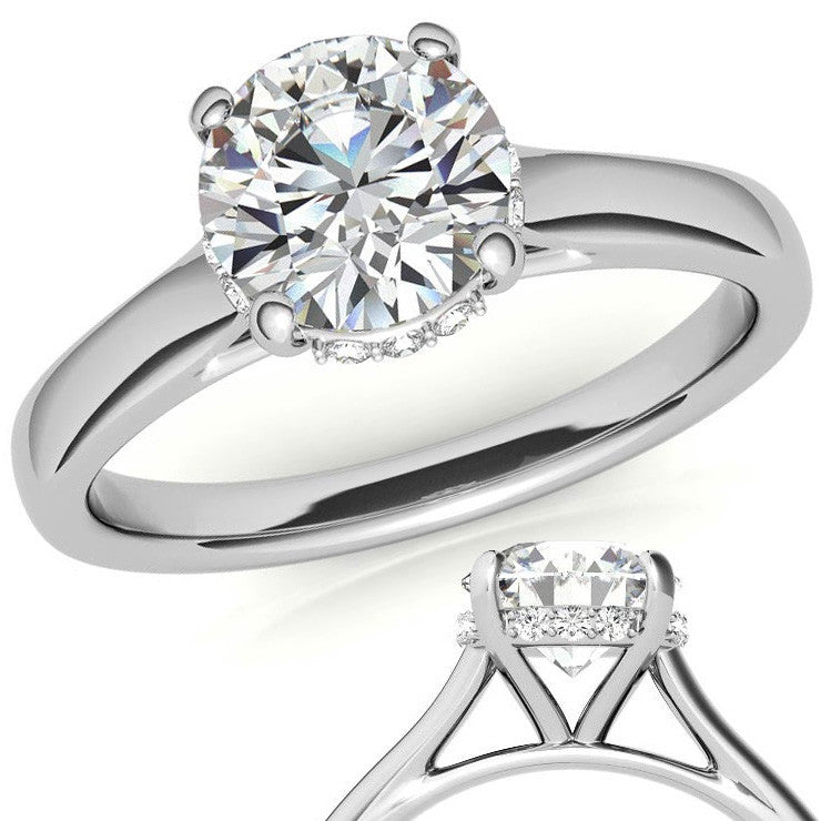 Round Pave Basket Moissanite Engagement Ring