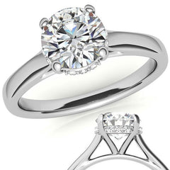 Round Pave Basket Moissanite Engagement Ring