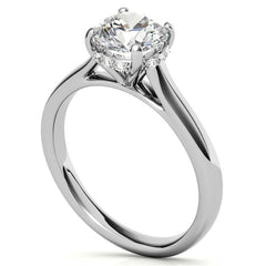 Round Pave Basket Moissanite Engagement Ring