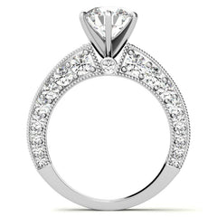 Round Brilliant Moissanite Antique Engagement Ring Setting, 1.7ct