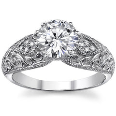 Round Antique Moissanite Engagement Ring