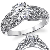 Round Antique Moissanite Engagement Ring