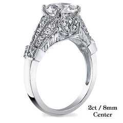 Double Prong Antique Moissanite Engagement Ring