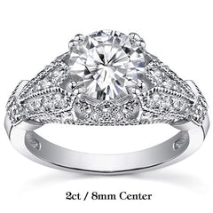 Double Prong Antique Moissanite Engagement Ring