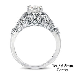 Double Prong Antique Moissanite Engagement Ring