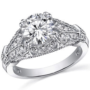 Double Prong Antique Moissanite Engagement Ring