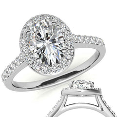 Embrace Oval Halo Moissanite Engagement Ring