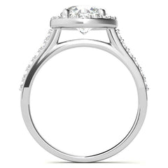 Embrace Round Halo Moissanite Engagement Ring