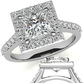 Princess Halo Moissanite Engagement Ring