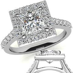Princess Halo Moissanite Engagement Ring