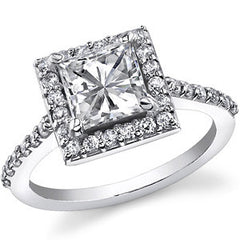 Princess Halo Moissanite Engagement Ring