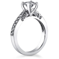 Round or Cushion Antique Style Moissanite Engagement Ring