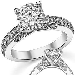 Round or Cushion Antique Style Moissanite Engagement Ring