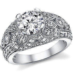 Round Antique Style Moissanite Engagement Ring