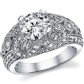 Round Antique Style Moissanite Engagement Ring