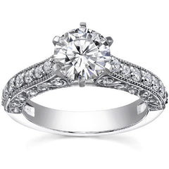 Round Brilliant Moissanite Antique Engagement Ring Setting