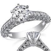 Round Brilliant Moissanite Antique Engagement Ring Setting
