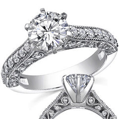 Round Brilliant Moissanite Antique Engagement Ring Setting