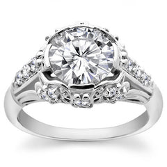Round Antique Inspired Moissanite Engagement Ring