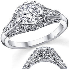 Round Antique Inspired Moissanite Engagement Ring