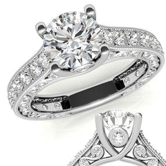 Round Antique Inspired Moissanite Engagement Ring