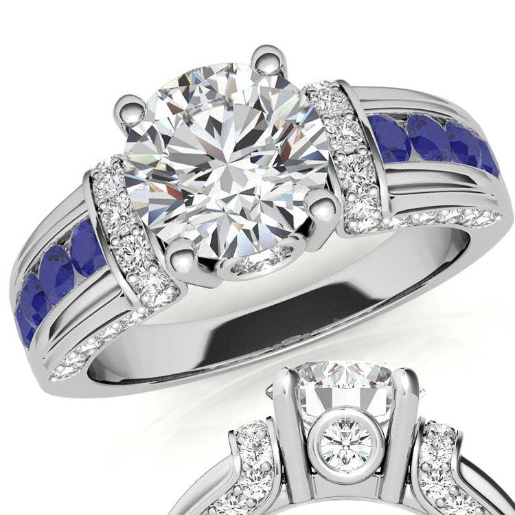 Round Brilliant Moissanite & Sapphire/Ruby Moissanite Engagement Ring