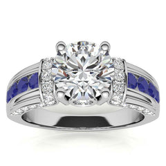 Round Brilliant Moissanite & Sapphire/Ruby Moissanite Engagement Ring
