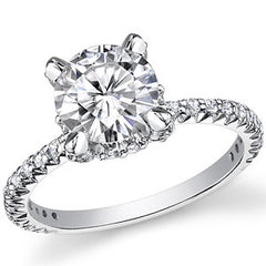 Round Pave Style Moissanite Engagement Ring