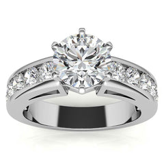 Round Brilliant Moissanite Channel-Set Engagement Ring (1ct, 3mm)