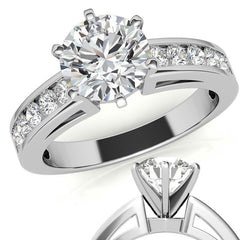 Round Brilliant Moissanite Channel-Set Engagement Ring (0.6ct, 2.5mm)