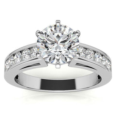 Round Brilliant Moissanite Channel-Set Engagement Ring (0.6ct, 2.5mm)