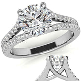 Round Split Shank Trellis Moissanite Engagement Ring