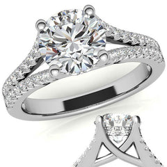 Round Split Shank Trellis Moissanite Engagement Ring