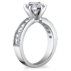 Square Moissanite Milgrain Engagement Ring, 1.3ct