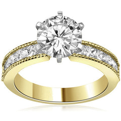 Square Moissanite Milgrain Engagement Ring, 1.3ct