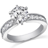 Square Moissanite Milgrain Engagement Ring, 1.3ct
