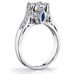 Round & Sapphire Antique Moissanite Engagement Ring