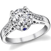 Round & Sapphire Antique Moissanite Engagement Ring