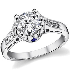 Round & Sapphire Antique Moissanite Engagement Ring