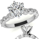Round Brilliant Moissanite Rope Style Engagement Ring Setting (.12ct)