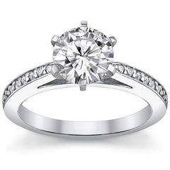 Round Brilliant Moissanite Cathedral Engagement Ring (.18ct)