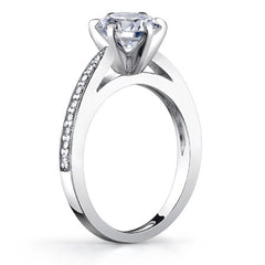 Round Brilliant Moissanite Cathedral Engagement Ring (.18ct)