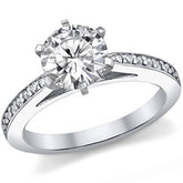 Round Brilliant Moissanite Cathedral Engagement Ring (.18ct)