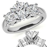 Moissanite with round Side Stones Engagement Ring Setting,1.0ct