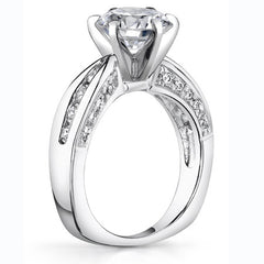 Round Brilliant Moissanite Channel Square Shank Engagement Ring 0.75ct