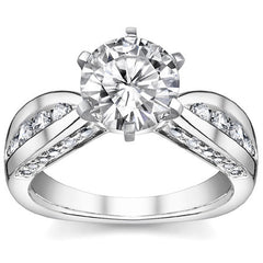 Round Brilliant Moissanite Channel Square Shank Engagement Ring 0.75ct